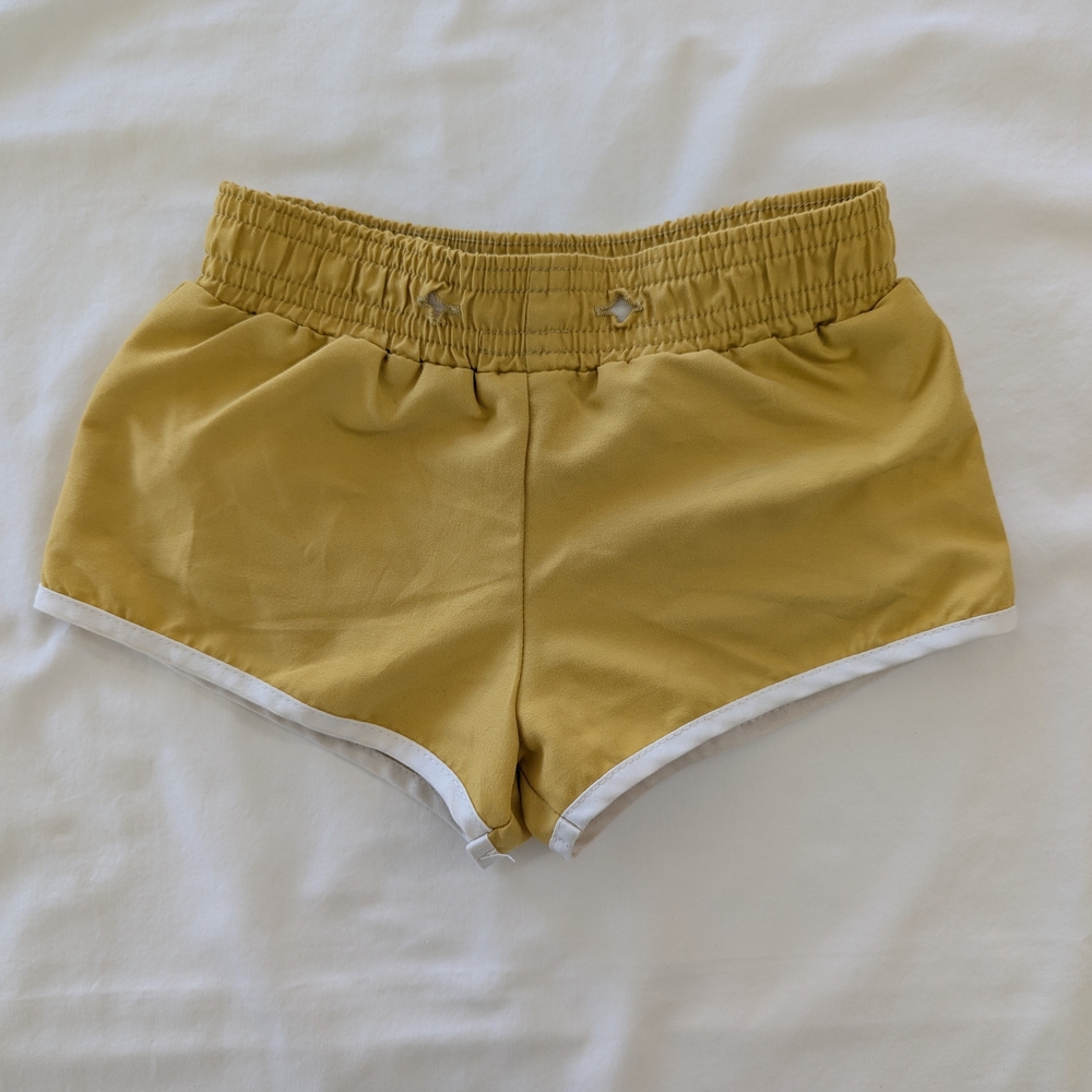 Yellow Athletic Shorts with White Trim